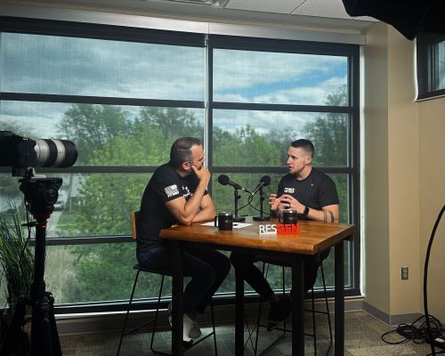 Tom speaking in his podcast studio